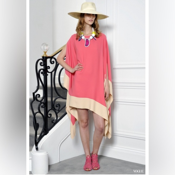 Vintage CHRISTIAN DIOR Runway Pink Silk Kaftan Sheath Shift Dress NWT $5400 Sz 4 - Picture 2 of 14